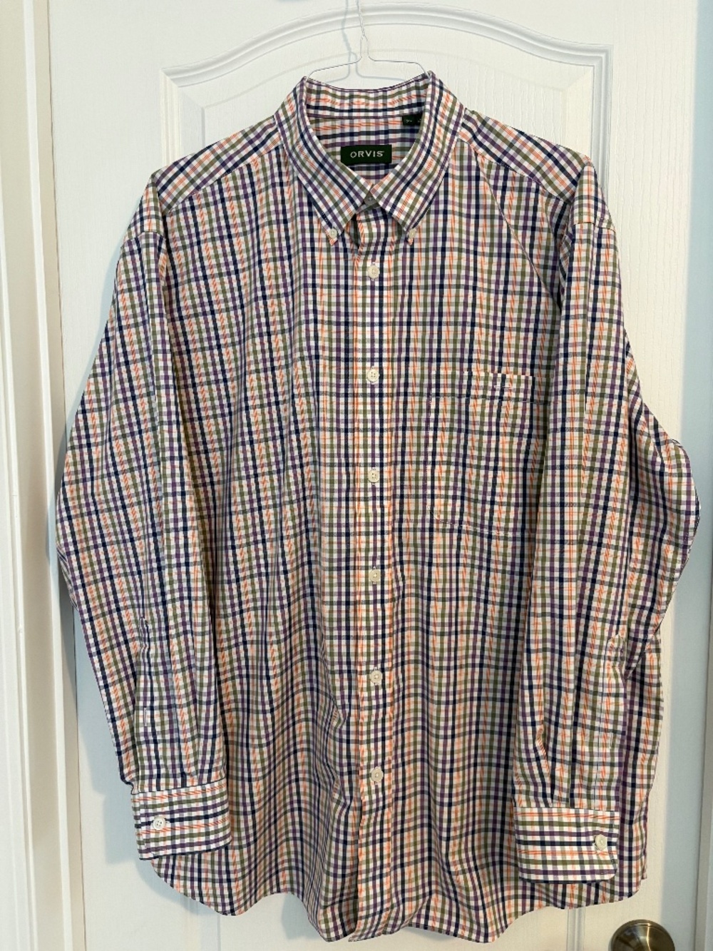 Orvis XL Plaid Button Down Shirt Wrinkle-Free Long Sleeve Men’s